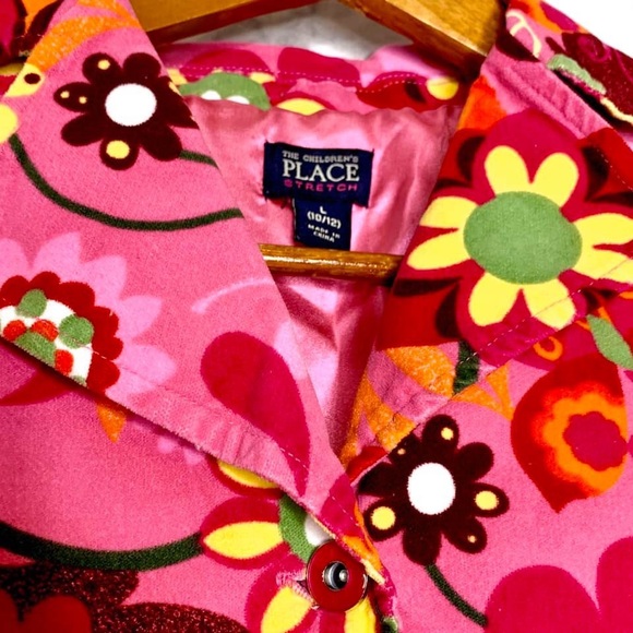 Children’s Place Girls Pink Floral Y2K Button Up Jacket Size L 10/12 - Picture 5 of 8